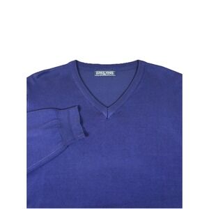 PJ Paul Jones Mens V Neck Knit Sweater Blue Pullover Lightweight Classic 2XL‎